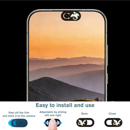 6Pcs 6 Styles Laptop Camera Cover Slide Dragon Privacy Guard Accessories, 0.04 Inch Ultra Thin Webcam Cover Protector Blocker for Phone Desktop Computer Tablet Notebook Mini PC Office Use - color: Dragon