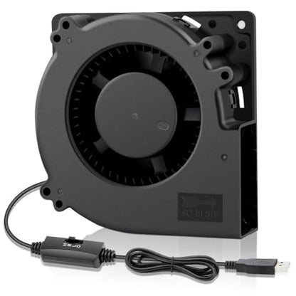 Wathai 120mm x 32mm USB Brushless Centrifugal Blower Fan 5V Speed Control | 1232 1200mm usb Blower with Speed Control for Receiver DVR Xbox Modem AV Cabinet Efficient Cooling - size: 120mm