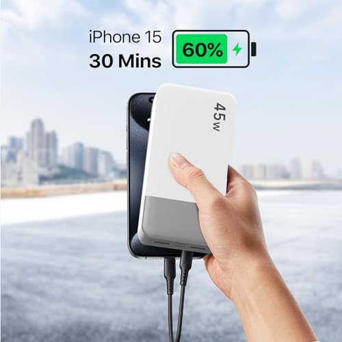 JUOVI Power Bank 45W 20000mAh Portable Charger USB C, PD QC Fast Charging 4-Port(2C+2A) External Battery Pack with LED Display, for iPhone 15 16 MacBook ipad | PD QC Fast Charging with 4 USB Ports(2C 2A), LED Display External Battery Pack for iPad Tablet