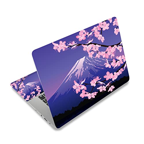 Laptop Skin Sticker Decal,13.3 14 15 15.4 15.6 inch Laptop Universal Vinyl Skin Sticker Cover,Dustproof Waterproof Reusable Art Decal Protector with Free 2 Wrist Pads (Mount Fuji and Cherry Blossoms) - color: Mount Fuji and cherry blossoms