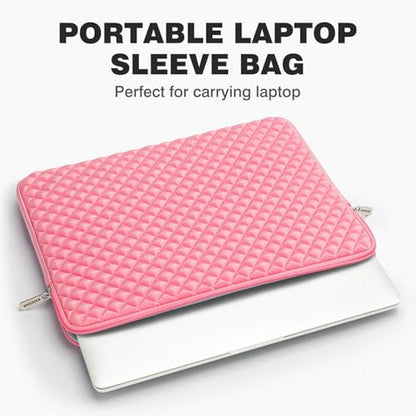 RAINYEAR 14 Inch Laptop Sleeve Shockproof Diamond Foam Padded Case, Pink | Protective Soft Fluffy Lining Carrying Bag Case Compatible with 14 inch Notebook Computer Chromebook Tablet Ultrabook - color: Pink, size: 14"