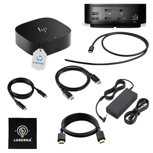 HP 5TW10AA 120W Docking Station for Laptop Dual Monitor USB-C G5 Dock with HDMI, DisplayPort, USB-C Cables (NEW)