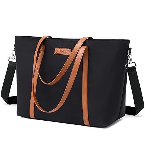 BUG Lightweight Women Laptop Tote Bag for Work, Casual Handbag for Travel Beach College Teacher - color: Black