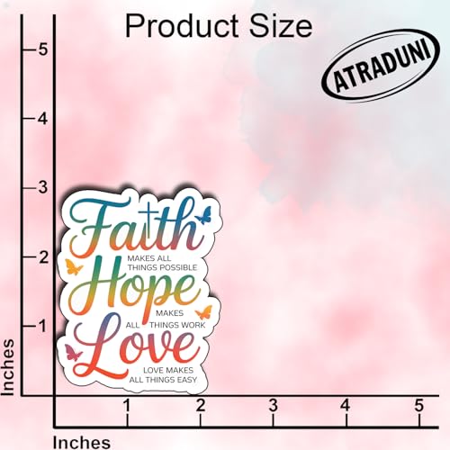 (3Pcs) Faith Hope Love Stickers Christian Inspirational Bible Verse Quote Religious Scripture Prayer Gifts Waterproof Vinyl Decal for Kindle Water Bottle Bumper Car Hard Hat Phone Laptop Size 3"x2" - color: Faith Hope Love