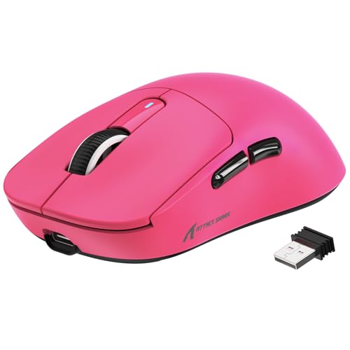 MANBASNAKE Attack Shark X3 49g Lightweight Wireless Gaming Mouse, Berry | Triple Mode Ergonomic Computer Mouse, PAW3395 26K DPI Sensor,200h Battery Life, Programmable Buttons for PC/Mac/Win - color: Berry