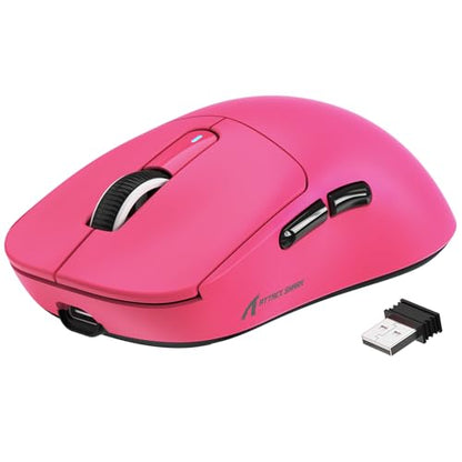 MANBASNAKE Attack Shark X3 49g Lightweight Wireless Gaming Mouse, Berry | Triple Mode Ergonomic Computer Mouse, PAW3395 26K DPI Sensor,200h Battery Life, Programmable Buttons for PC/Mac/Win - color: Berry