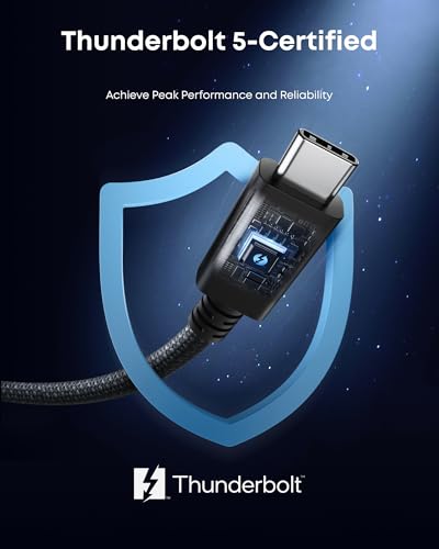 Anker Prime Thunderbolt 5 Cable, 1.7ft USB-C to USB-C Cable, 240W Charging | 80Gbps Data Transfer, Up to 120Gbps Bandwidth, 8K/4K Displays, for iPhone 16, MacBook and More (Thunderbolt 5-Certified) - size: 1.7FT