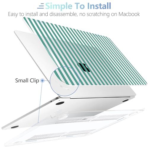 MEEgoodo Case for M5/M4/M3/M2 MacBook Air 15 inch Case 2026 2025 2024 2023, Laptop Shell Fit Model (A3448/A3241/A3114/A2941) for MacBook Air 15.3-inch, Green Stripes - color: Green Stripes