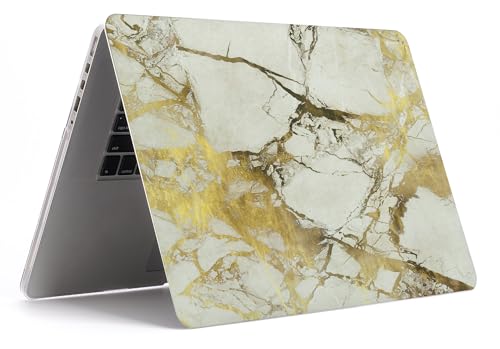 UESWILL Marble Pattern Smooth Hard Shell Case Compatible with MacBook Pro 13 inch with Retina Display No CD-ROM (Model A1502/A1425, Early 2015/2014/2013/Late 2012), (White/Gold) - color: Pattern: Marble White/Gold, size: MacBook Pro 13" Retina A1502/A1425