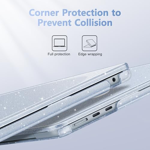 May Chen Case for MacBook Air 13/13.6-inch (M5/M4/M3/M2, 2022-2026 Models A3449 A3240 A3113 A2681), Lightweight | Closes Seamlessly | Ideal for Work Hard Shell Case, Blue Glitter - color: Blue Glitter