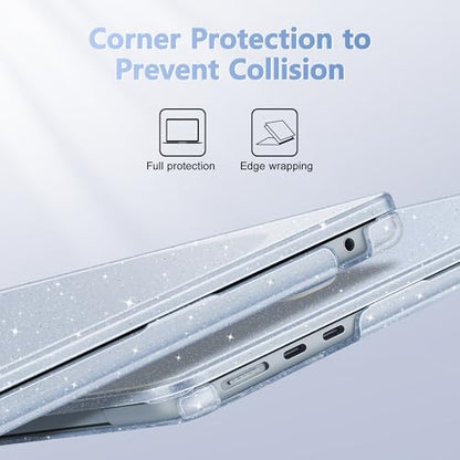 May Chen Case for MacBook Air 13/13.6-inch (M5/M4/M3/M2, 2022-2026 Models A3449 A3240 A3113 A2681), Lightweight | Closes Seamlessly | Ideal for Work Hard Shell Case, Blue Glitter - color: Blue Glitter