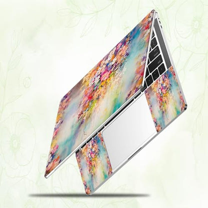 Laptop Skin Sticker Decal, Universal Reusable Vinyl Laptop Cover for 12" 13" 13.3" 14" 15" 15.4" 15.6" Notebook PC, Reusable Waterproof Scratch-Resistant with 2 Wrist Pads,Art Watercolor Flowers - color: Art Watercolor Flowers
