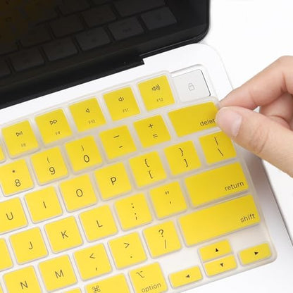 2 Pack Keyboard Cover for 2026 MacBook Neo 13" (Touch ID) & MacBook Pro 14"/16" M5-M1 Pro/Max, M5-M2 & MacBook Air 13"/15" M5-M1, Keyboard Protective Skin US Layout-Yellow - color: yellow+TPU