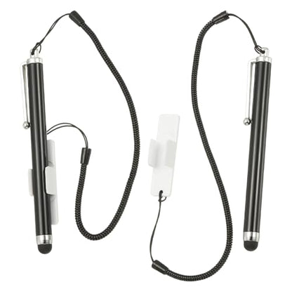PATIKIL 2 Pcs Screens Capacitive Pen with Spring Rope Fixing Base High Sensitivity for Mobile Phone Car Navigation GPS POS Tablet Laptop, Black/White - color: Black/White