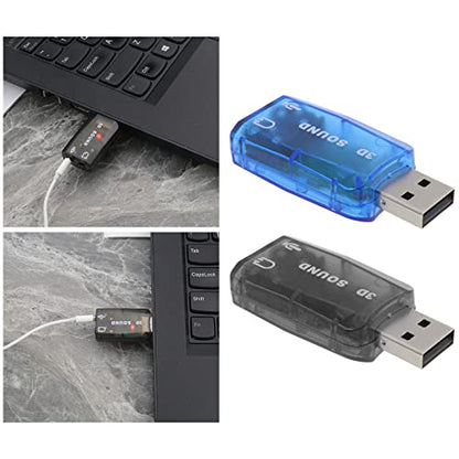 SING F LTD 4PCS External 5.1 USB Stereo Sound Card with 3.5mm Headphone and Microphone Ports 3D Virtual 5.1 Channel Audio Adapter Compatible with Windows 2 Black & 2 Blue