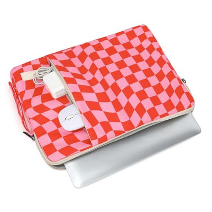 Laptop Sleeve 13.3 inch14 Inch, 15.6inchWater Resistant Traveling Computer Cover with Handle, Shockproof Protective Carrying Laptop Case (Y8-Pink Checker, 15 inch-15.6 inch) - color: Y8-Pink Checker, size: 15 inch-15.6 inch