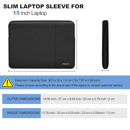 Hseok Laptop Sleeve 15 inch Case Compatible with MacBook Air 15 M5 M4 A3241 M3 A3114 M2 A2941 2025 2024 2023, MacBook Pro 15 A1398, Dell XPS 15, Computer Bag with Side Pocket & Dual Zippers,B01K01 - color: B01K01, size: 15"