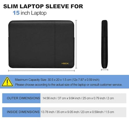 Hseok Laptop Sleeve 15 inch Case Compatible with MacBook Air 15 M5 M4 A3241 M3 A3114 M2 A2941 2025 2024 2023, MacBook Pro 15 A1398, Dell XPS 15, Computer Bag with Side Pocket & Dual Zippers,B01K01 - color: B01K01, size: 15"