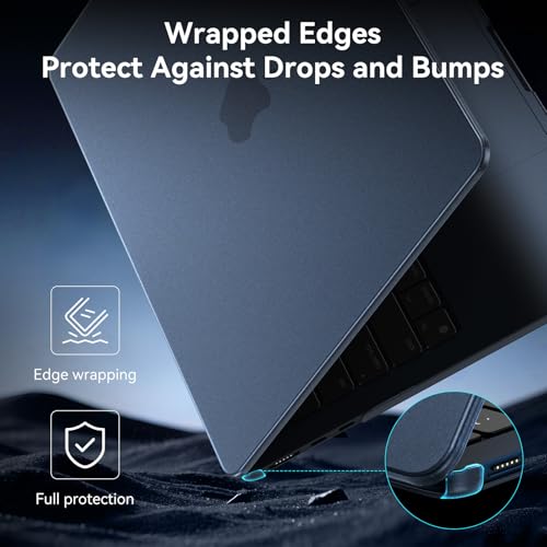 BlueSwan for MacBook Air 13 inch Case, M5 M4 M3 M2 2026-2022 Laptop Cover | 100% Match Official Color, Matte Grippy Texture, Scratch Resistant, Easy to Snap on, Air 13.6 Protective Hard Shell - color: Midnight Clear