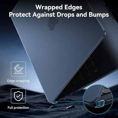 BlueSwan for MacBook Air 13 inch Case, M5 M4 M3 M2 2026-2022 Laptop Cover | 100% Match Official Color, Matte Grippy Texture, Scratch Resistant, Easy to Snap on, Air 13.6 Protective Hard Shell - color: Midnight Clear