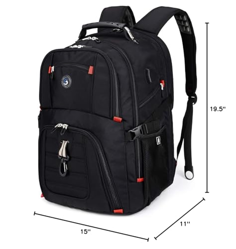 SHRRADOO Extra Large Travel Laptop Backpack for Men, Work College Backpacks | Fit 17 Inch Laptops, with Combination Lock, Carry On Flight Approved, Men Women Business Backpack,Bookbag School Backpack - color: Black