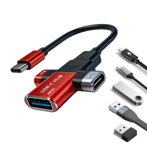 Small USB C HUB 3-in-1 USB Adapter for Laptop Network Real-Time Streaming Media Suitable for Carrying on Business Trips/Travels. - color: 1pack Red