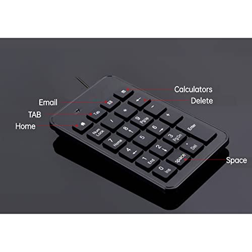 Cuifati 23 Keys Full-Sized Numeric Keypad, Wired USB Number Pad, Comfortable Touch Ergonomic Design, Low Noise Keys, Ultra-Slim Portable Numeric Keyboard for or for Linux