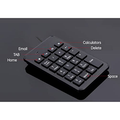 Cuifati 23 Keys Full-Sized Numeric Keypad, Wired USB Number Pad, Comfortable Touch Ergonomic Design, Low Noise Keys, Ultra-Slim Portable Numeric Keyboard for or for Linux