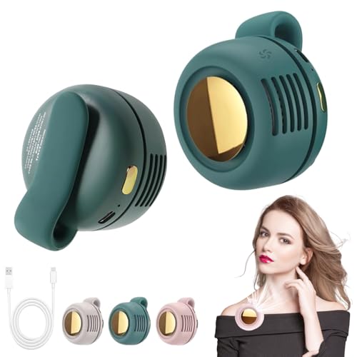 Portable Silent Mini Bladeless Electric Fan, Mini Whirlwind Fan for Waist Clip Fan, 3 Speeds Hands-Free Neck Fan,Suitable for Outdoor & Travel & Office, Travel Accessories, Gift (Green) - color: Green