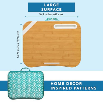 LAPGEAR XL Designer Lap Desk – Aqua Trellis, Fits 17.3” Laptops - color: Aqua Trellis