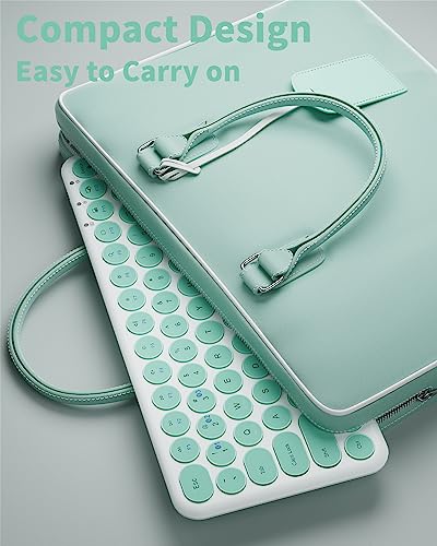 Mini Bluetooth Keyboard, Low Profile Quiet Keys (Green White) | 78-Key Round Keycaps, Multi-Device Connection for iPad, Tablet, Laptop, PC, Mac - color: GREEN WHITE
