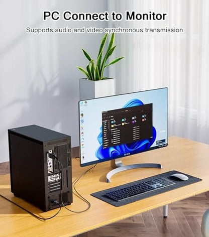 VGA to HDMI Adapter Cable 6FT, VGA (Source) to HDMI (Display) Cable with Audio & USB Power, 1080P@60Hz Display Cord from Desktop PC Laptop to TV Monitor Projector