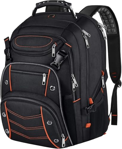 VECKUSON 18.4 Laptop Backpack for Men, 55L Extra Large Gaming Laptops Backpack,TSA Friendly Flight Approved and RFID Anti-Theft Pocket - color: Orange