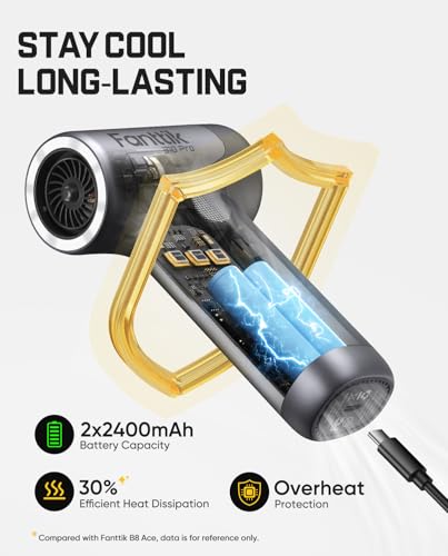 Fanttik B10 Pro Electric Air Duster (Sliver) | 110,000RPM Brushless Motor, One-Tap Booster, 3-Speed Adjustable Control for PC, Keyboard & Electronics - color: Silver