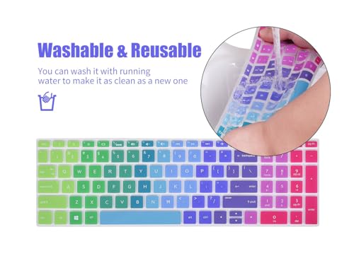 Keyboard Protector Skin Cover Compatible with HP Pavilion 15.6" Series/HP 15.6 Touchscreen Laptop 15-BS020WM/15.6" HP Pavilion x360 Series/15.6" HP Envy x360 Series/17.3" HP Pavilion Series -Rainbow - color: Rainbow