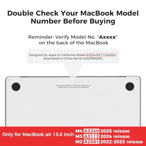 iCasso for M4 MacBook Air 13 inch Case 2026 2025-2022 M3 M2 Model A 3240 A3113 A2681, Sturdy Protective Hard Shell Case for Mac Air 13.6", Keyboard Cover + Screen Protector,Birdie Clear - color: C-Birdie Clear