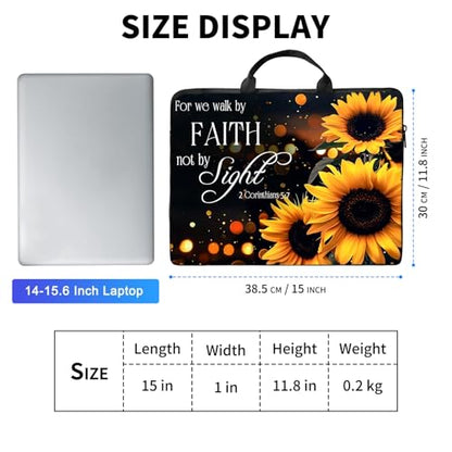 Laptop Bag,14 15 15.6 inch Laptop Case Sleeve,Computer Sleeve with Handle for Women Men,Carrying Case for MacBook,Dell,Lenovo,Notebook Computer,Sunflower Glitter Bible - color: Sunflower Glitter Bible
