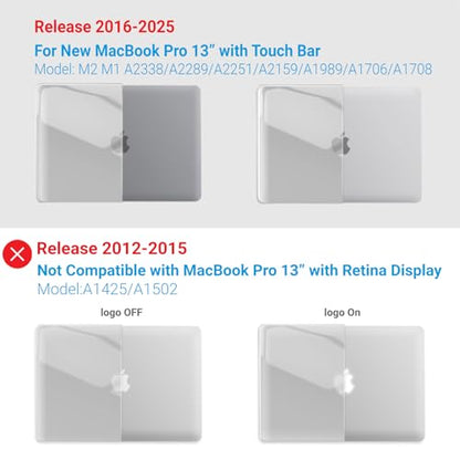 IBENZER Compatible with MacBook Pro 13 Inch Case M2 M1 2026 2025 2024 2023 2022 A2338 A2289 A2251 A2159 A1989 A1706 A1708, Hard Shell Case & Keyboard Cover for Mac Pro 13, Crystal Clear, T13CYCL+1A - color: Crystal Clear