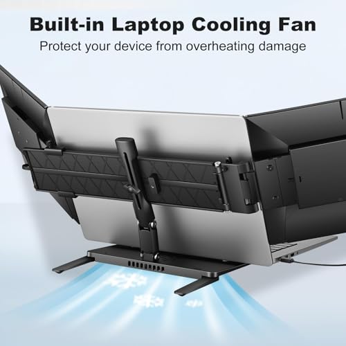 DEPGI 14" Laptop Screen Extender, 1200P FHD One Cable Connect Portable Triple Monitor, Dual Screen Monitor Fits 13"-17.3" Laptop with Stand for MacOS/Windows - style: Without Fan
