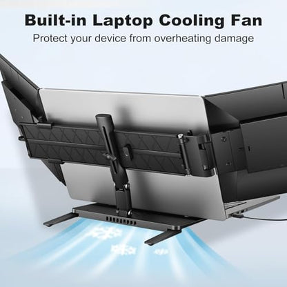 DEPGI 14" Laptop Screen Extender Built-in Cooler, 1200P FHD One Cable Connect Portable Triple Monitor, Dual Screen Monitor Fits 13"-17.3" Laptop with Stand for MacOS/Windows - style: Built-in fan