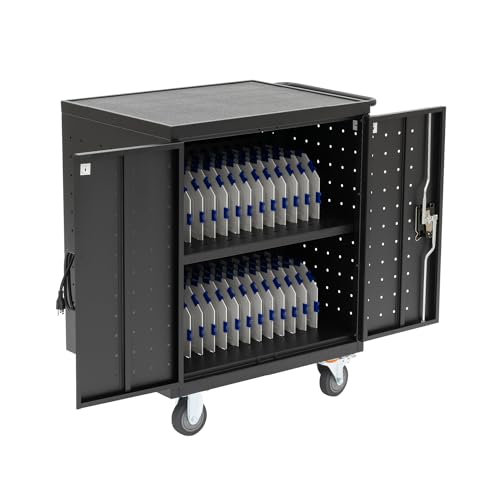 Pearington 30 Device Mobile Charging/Storage Cart for iPads, Tablets, Laptop, and Chromebook, Up to 13-inch Screen Size, Classroom Locking Charging Station - size: w/Cord Management
