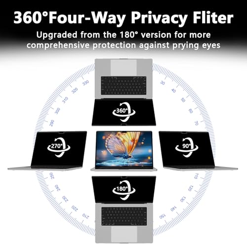 360° Magnetic Privacy Screen for MacBook Air 13.6 Inch (2022-2025, M2/M3/M4), Removable Screen Protector with Webcam Cover to Anti Glare Blue Light 13.6 Inch Privacy Screen Shield - size: Privacy Screen MacBook Air 13.6 Inch
