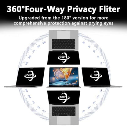 360° Magnetic Privacy Screen for MacBook Air 13.6 Inch (2022-2025, M2/M3/M4), Removable Screen Protector with Webcam Cover to Anti Glare Blue Light 13.6 Inch Privacy Screen Shield - size: Privacy Screen MacBook Air 13.6 Inch