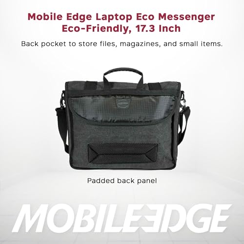 Mobile Edge Laptop Eco Messenger Eco-Friendly, 17.3 Inch Cotton Canvas, Charcoal for Men, Women, Business, MECME5, Ash - color: Ash