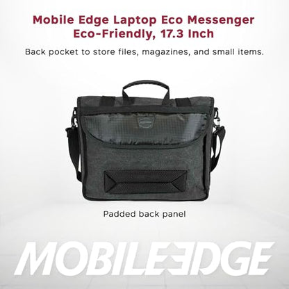 Mobile Edge Laptop Eco Messenger Eco-Friendly, 17.3 Inch Cotton Canvas, Charcoal for Men, Women, Business, MECME5, Ash - color: Ash