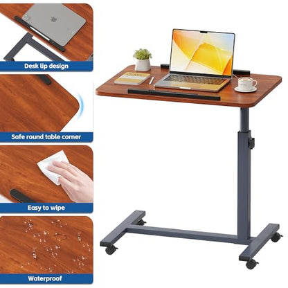 Furist Overbed Bedside Table with Wheels, Medical Hospital Bed Table, Computer Stand for Bed Side, Rolling Tray for Hospital and Home Use