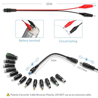 Belker 3V-24V 3A Universal Power Supply 72W Adjustable AC Adapter | Variable 3V 5V 9V 12V 18V 20V 24V Power Adapter with 13 Tips, Polarity Converter and Alligator Clip for LED Strip Speaker DIY - size: 72w 3-24v
