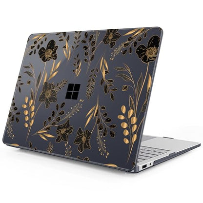 Mektron Printed Case for 2025 Microsoft Surface Laptop Windows 11 Copilot+ PC Surface Laptop 13 inch Touchscreen Display Cover Fits Model 2095, Gold Floral - color: Gold Floral