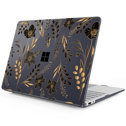 Mektron Printed Case for 2025 Microsoft Surface Laptop Windows 11 Copilot+ PC Surface Laptop 13 inch Touchscreen Display Cover Fits Model 2095, Gold Floral - color: Gold Floral
