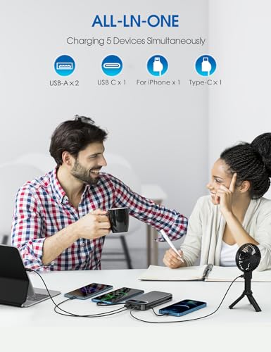Nusyddy Portable Charger 12000mAh Fast Charging w/Built-in Wall Plug Black | 22.5W Fast Charging, LED Display, Pass Through Charging, TSA Approved, Portable & Slim, Power Bank for iPhone, Samsung - color: Ebony